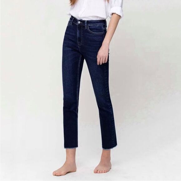 NWT Vervet Leona Super High Rise Straight Stretch Raw Hem size 31 - Picture 2 of 12